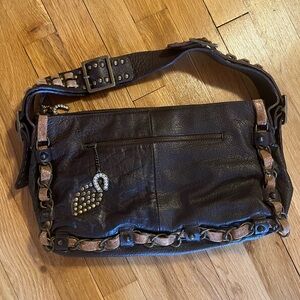 Betsey Johnson Black and Brown Messenger Bag